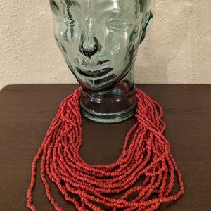 Layered Beaded Necklace Red